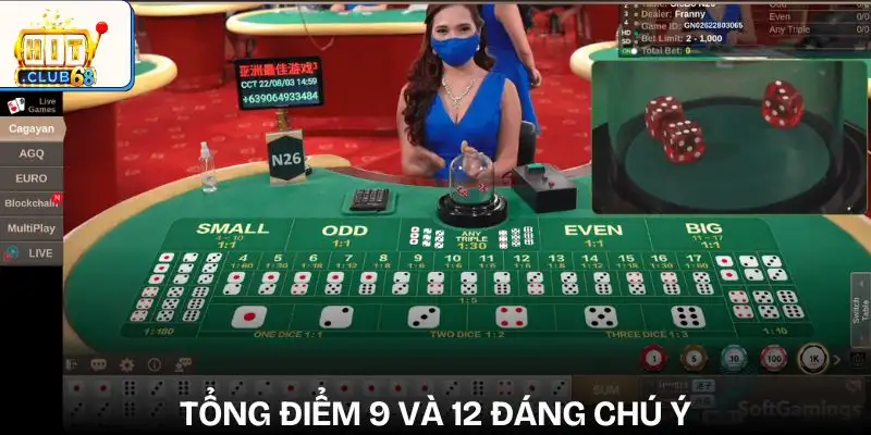 xac suat tai xiu sicbo chon tong diem 9 va 12